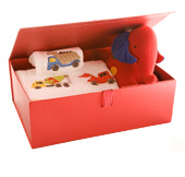 One of our beautiful boxes used as a baby gift box