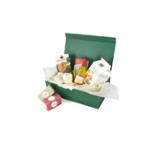 One of our beautiful boxes used as a food hamper box